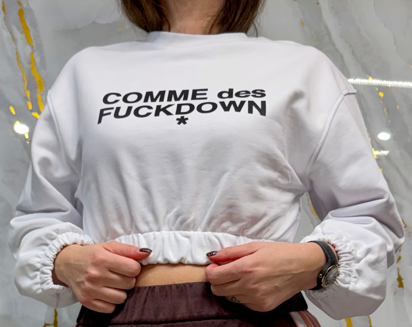 Felpa crop top bianca