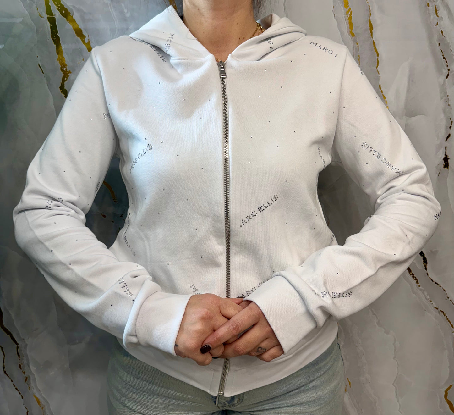 Maglia con zip brillantinata Marc Ellis