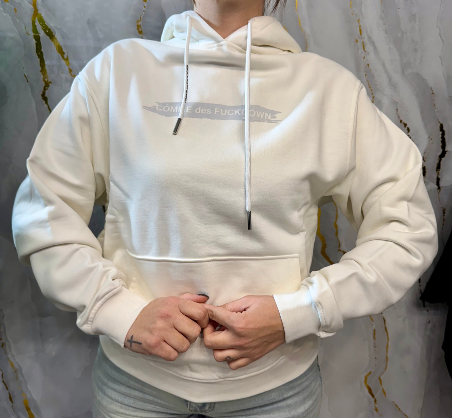 Felpa con stampa laminata COMME des FUCKDOWN