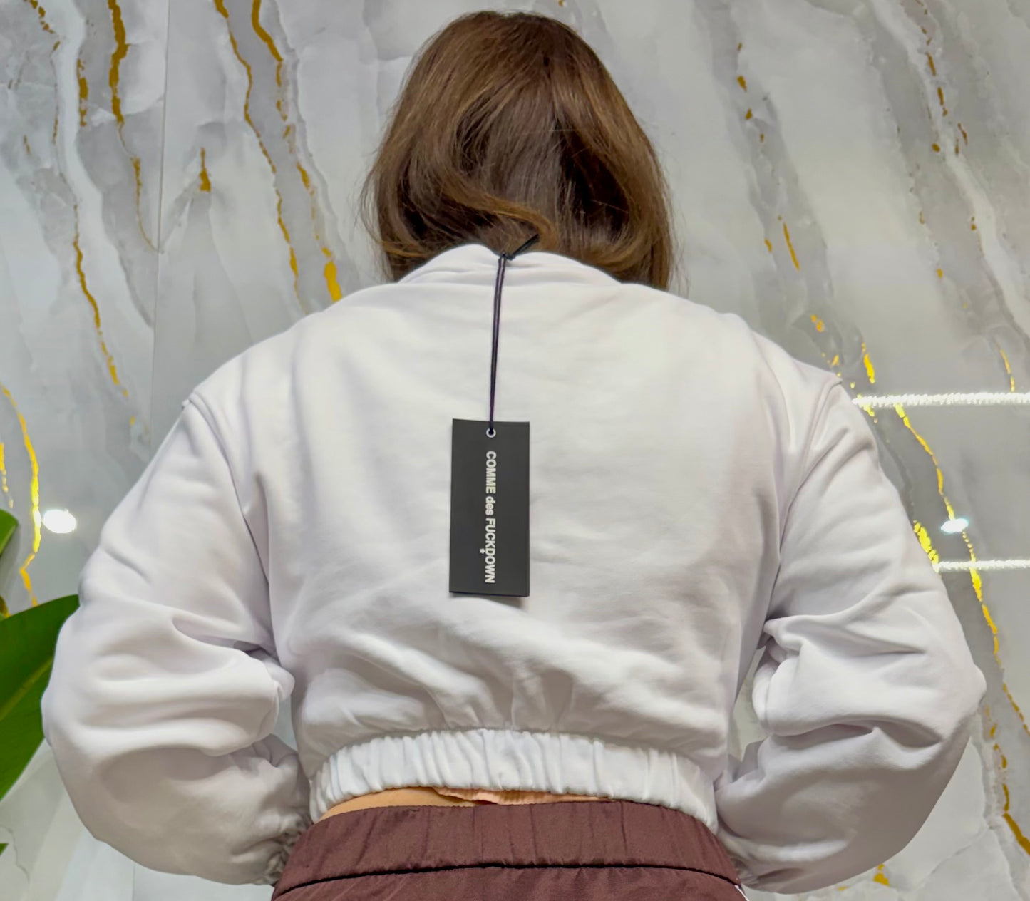 Felpa crop top bianca